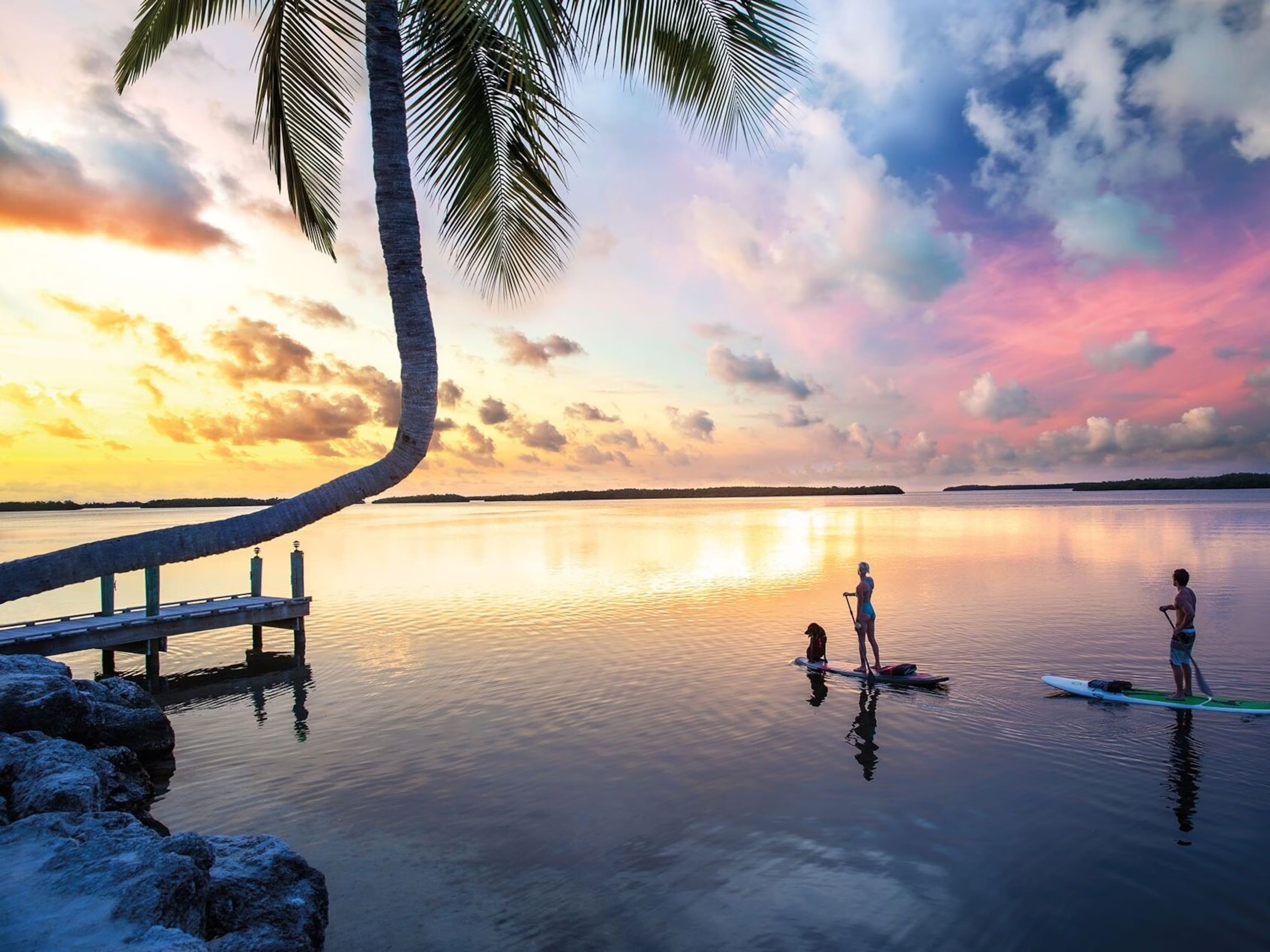 Aerial view of the Florida Keys shoreline and blue water
